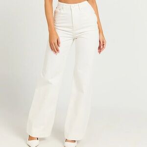 Showpo EMMAN JEANS - HIGH WAISTED COTTON WIDE LEG DENIM JEANS IN ECR